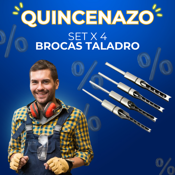 001 ¡QUINCENAZO! WOOD DRILL: SET X 4 BROCAS DE CARPINTERIA