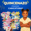 001 ¡QUINCENAZO! 42 PINZAS CARICATURA PARA NIÑAS